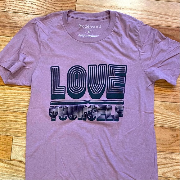 Lilac “Love Yourself” Retro Marquee Font Graphic Tee - Unisex S - Picture 1 of 1